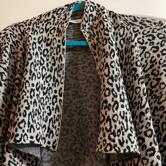 ANIMAL PRINT LADIES OPEN FRONT Lg SLEEVE SWEATER WIDE DRAPED COLLAR LAPELS SZ S - Picture 2 of 14